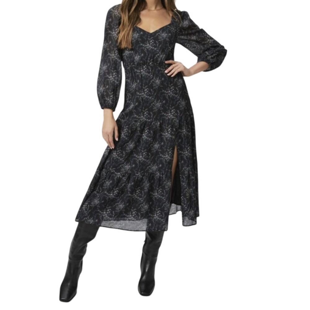 Paige Dress Libra midi dress floral black size X-Small XS
